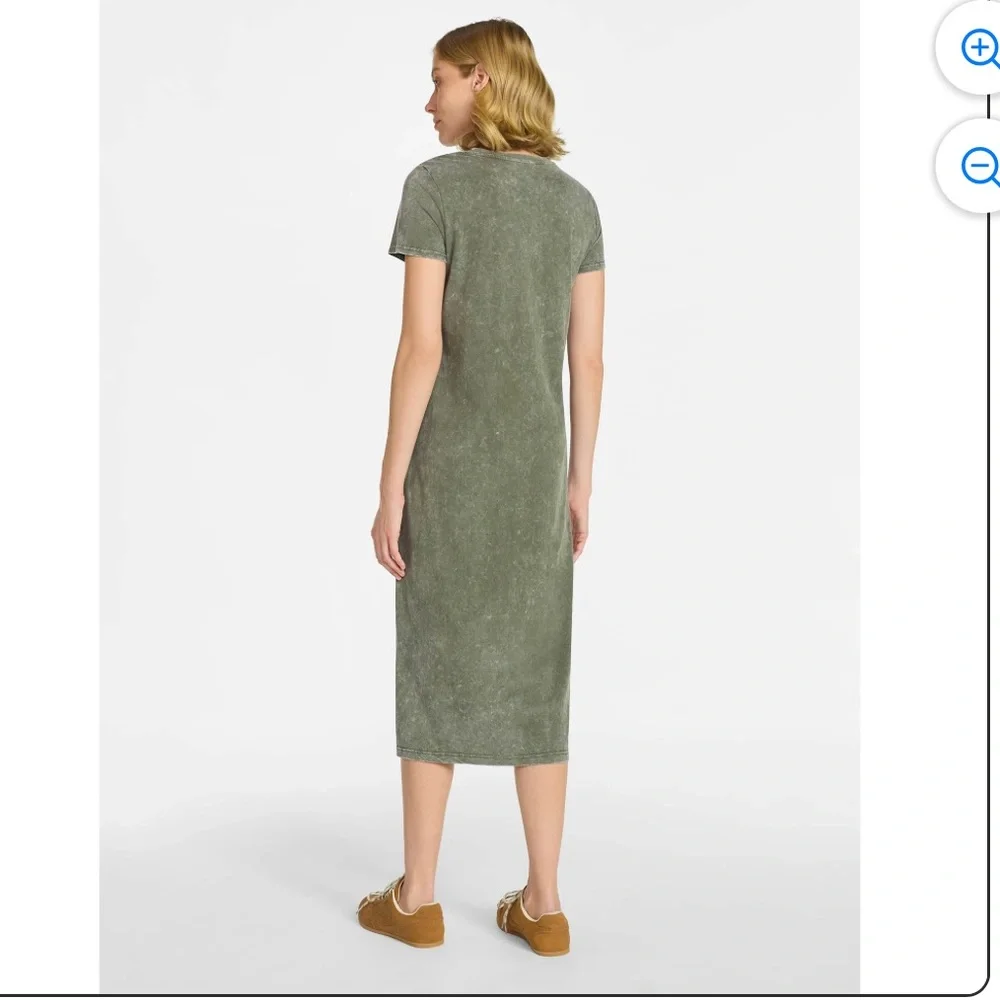 Time & Tru Casual Short Sleeve Midi T-Shirt Dress in Acid Wash Dark Green - Picture 2 of 9